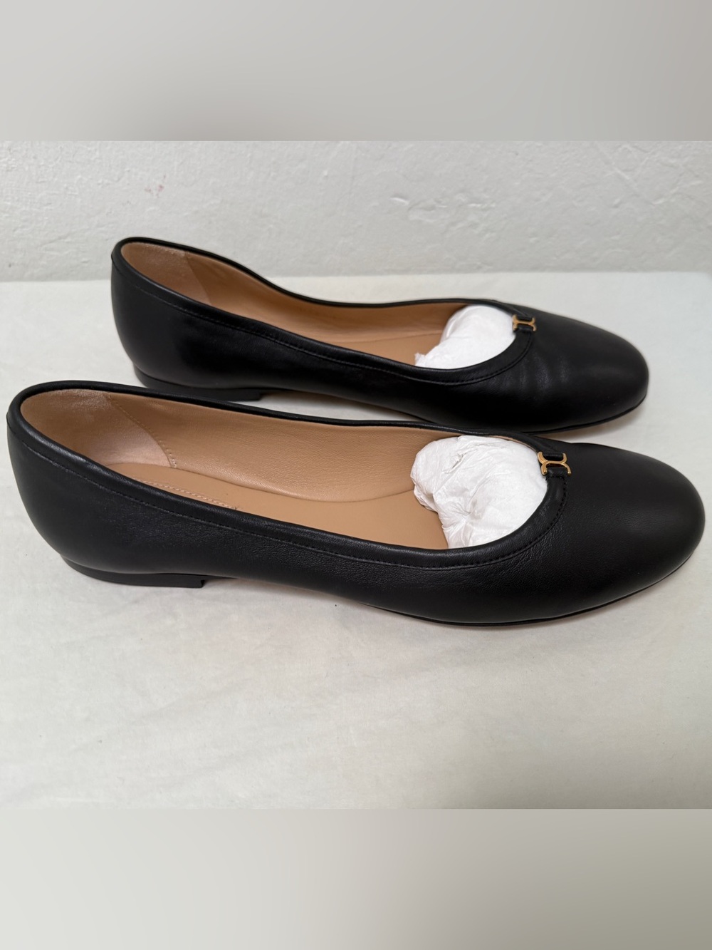 Chloé Marcie Round Toe Ballerina Flats Black Leather Size 40 NWT Box Dust Bag - Picture 9 of 14